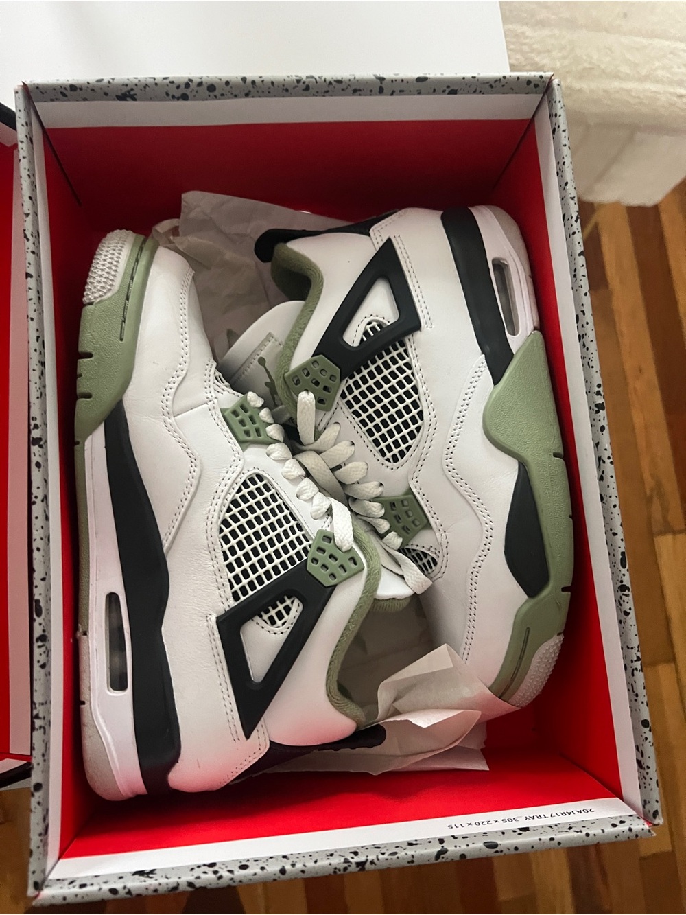 Jordan Retro Sneakers in White and Olive Green